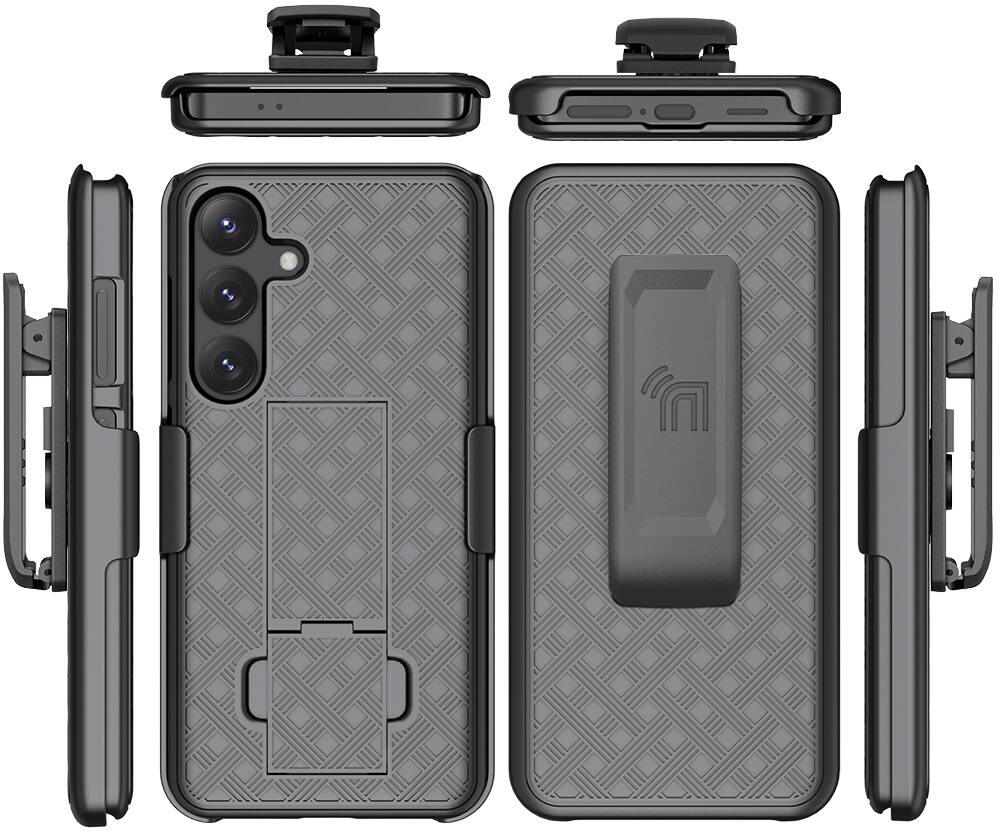 Alt View 8. Nakedcellphone - Combo for Samsung Galaxy S25 Phone - Slim Case and Belt Clip Holster - Black.