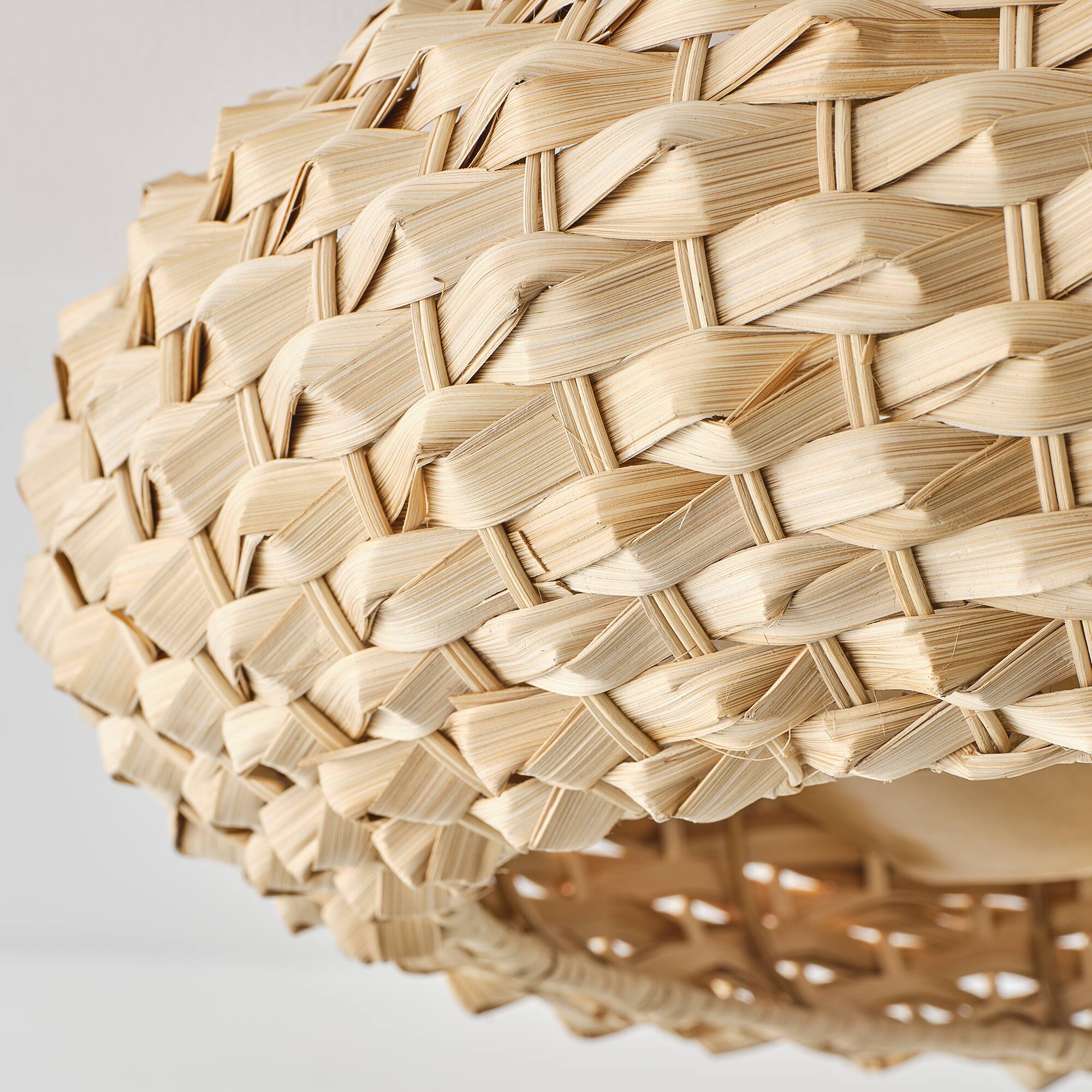 Alt View 4. Vaczon - 20" Ceiling Fan with Light and Remote, Flush Mount Low Profile Rattan Ceiling Fan, 6-Speed, Woven Bamboo Shade - Natural Bamboo / Gold.