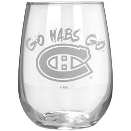 Great American Products - Montreal Canadiens Etched 17oz. Rally Cry Stemless Wine Glass - Multicolor