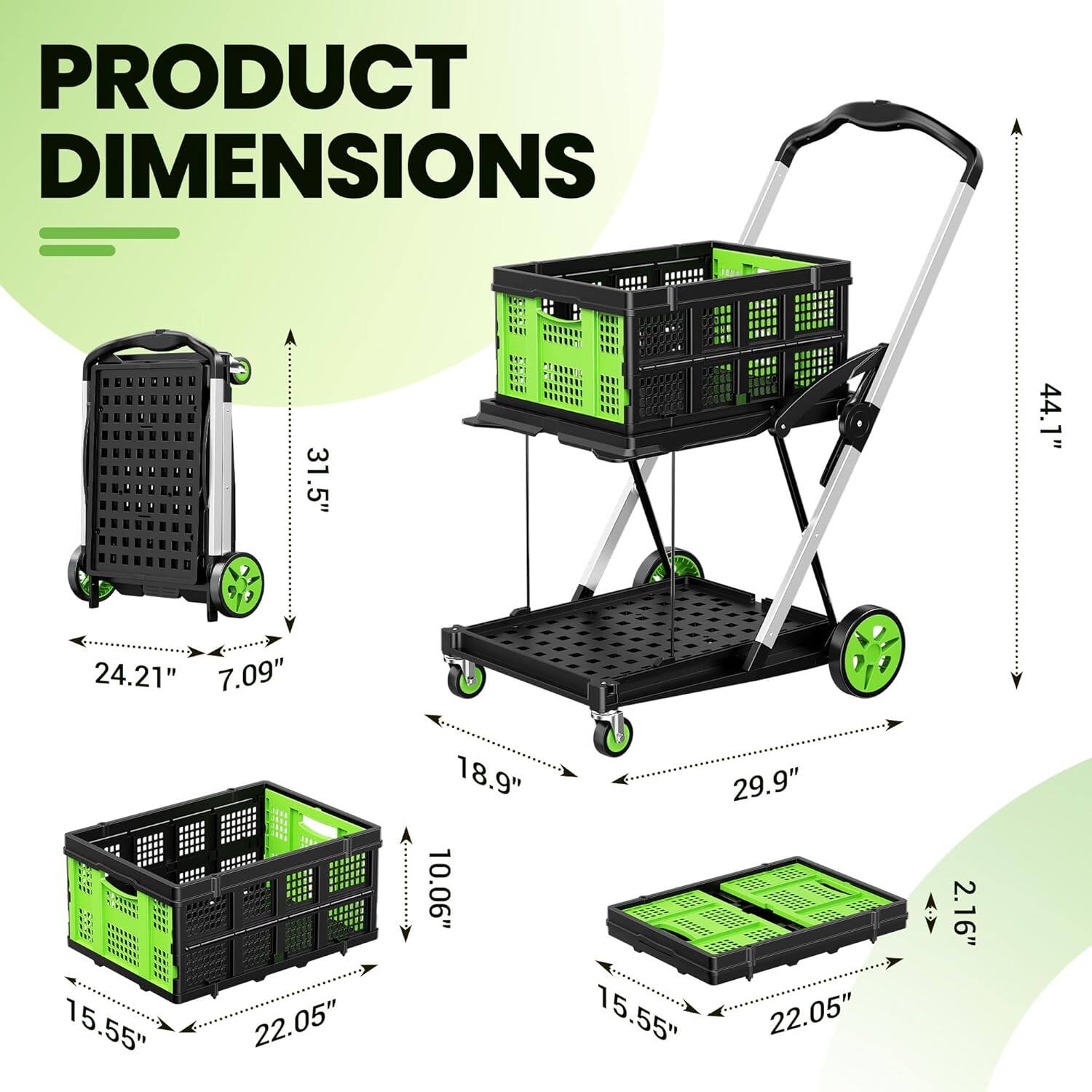 PRODUCT DIMENSIONS
31.5" = 24.21"
44.1" = 29.9"
15.55" = 15.55"
22.05" = 22.05"
18.9" = 10.06"
2.16"