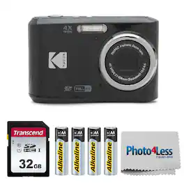 Kodak - PIXPRO FZ45 16MP Digital Camera with 4X Optical Zoom 27mm Wide Angle and 2.7" LCD Screen Bundle with 32GB SD Memor - Black