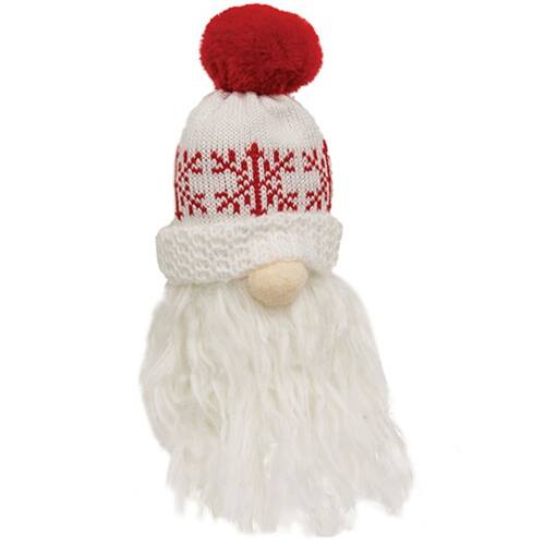 Front. BreeBe - *Red & White Snowflake Beanie Gnome - Red, White.
