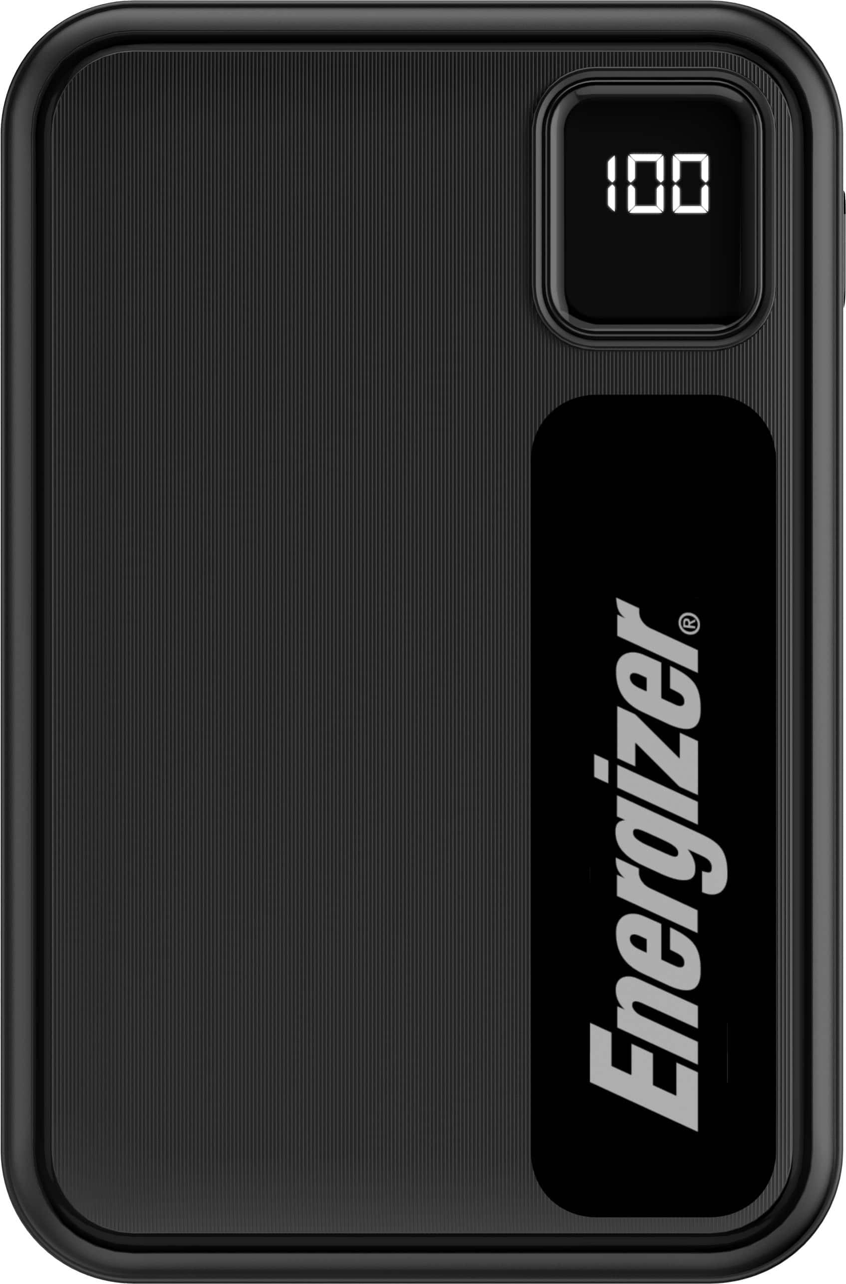 The Energizer battery pack is designed to provide a reliable and long-lasting source of power for various electronic devices. The pack is black and features a digital display that shows the remaining battery life. The Energizer brand is known for its high-quality batteries and charging solutions, ensuring that users have a consistent and efficient source of energy for their devices.