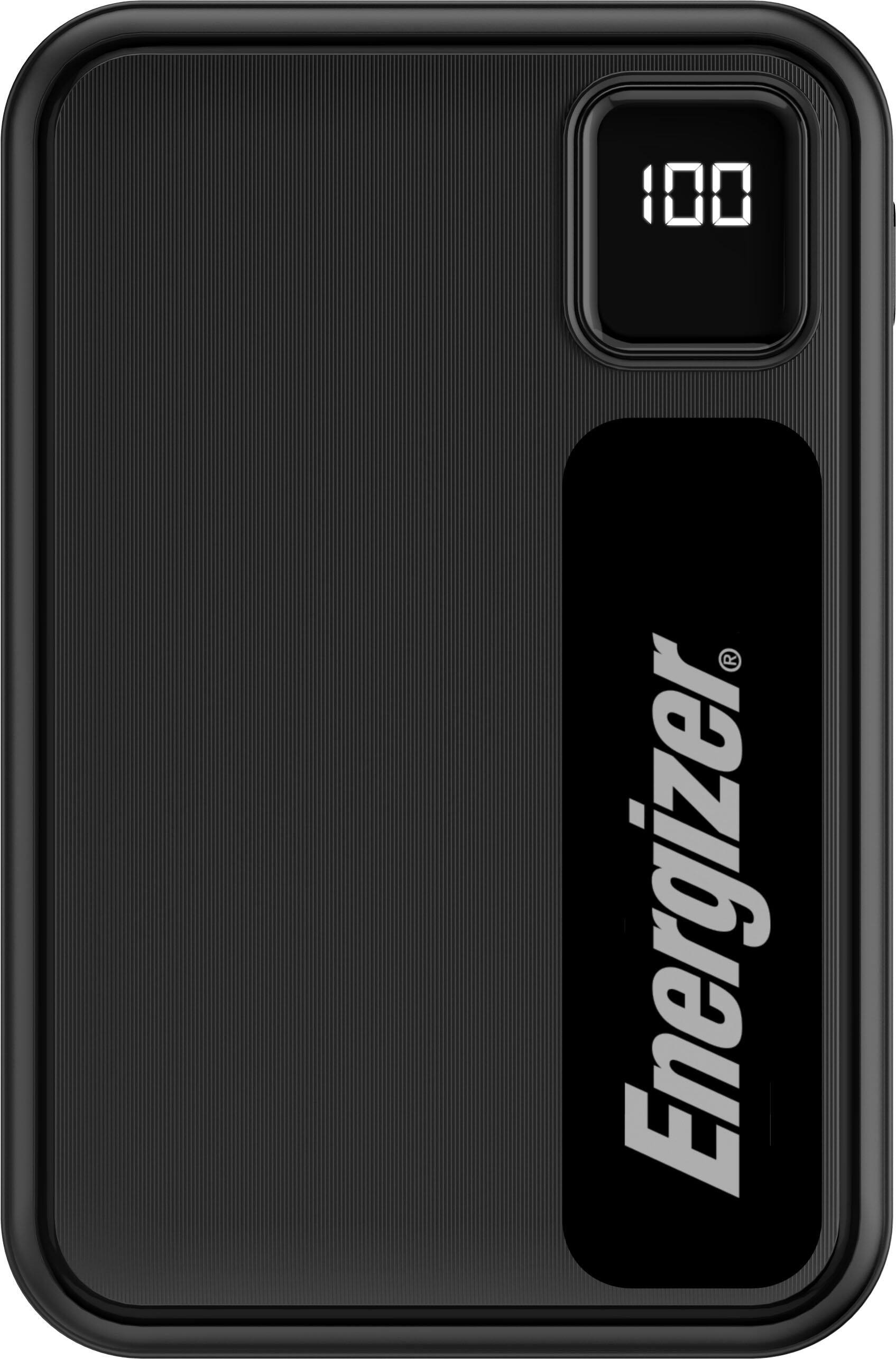 The Energizer battery pack is designed to provide a reliable and long-lasting source of power for various electronic devices. The pack is black and features a digital display that shows the remaining battery life. The Energizer brand is known for its high-quality batteries and charging solutions, ensuring that users have a consistent and efficient source of energy for their devices.