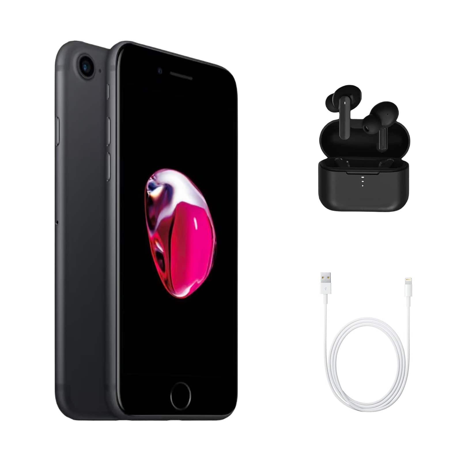 Apple - iPhone 7 A1660 (Fully Unlocked) 256GB w/ Wireless Earbuds - Matte Black