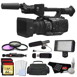 Panasonic - AG-UX180 4K Premium Professional Camcorder with 128GB Memory Card, Filter Kit, Professional Microphone, LED Vi