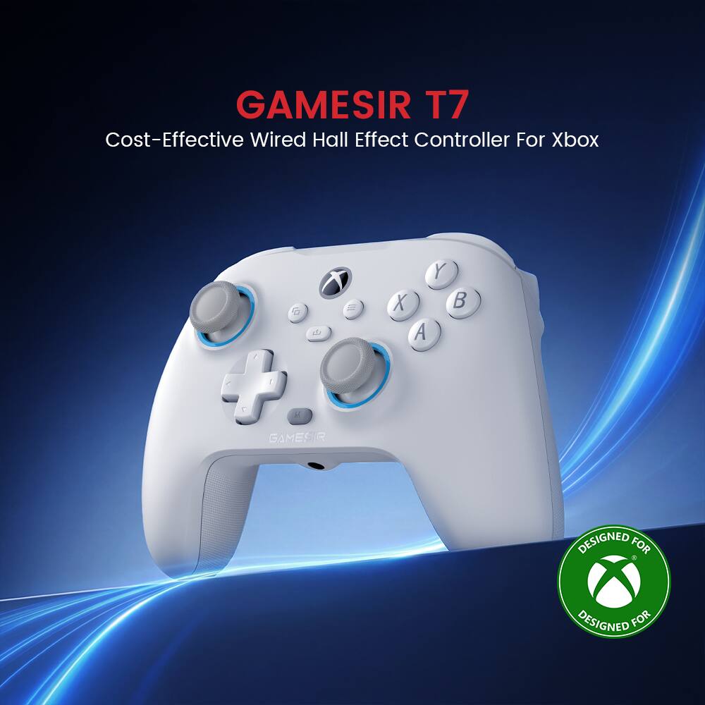 GAMESIR T7  
Cost-Effective Wired Hall Effect Controller For Xbox  

A S X A Y / I L M  
GAMESIR DESIGNED FOR