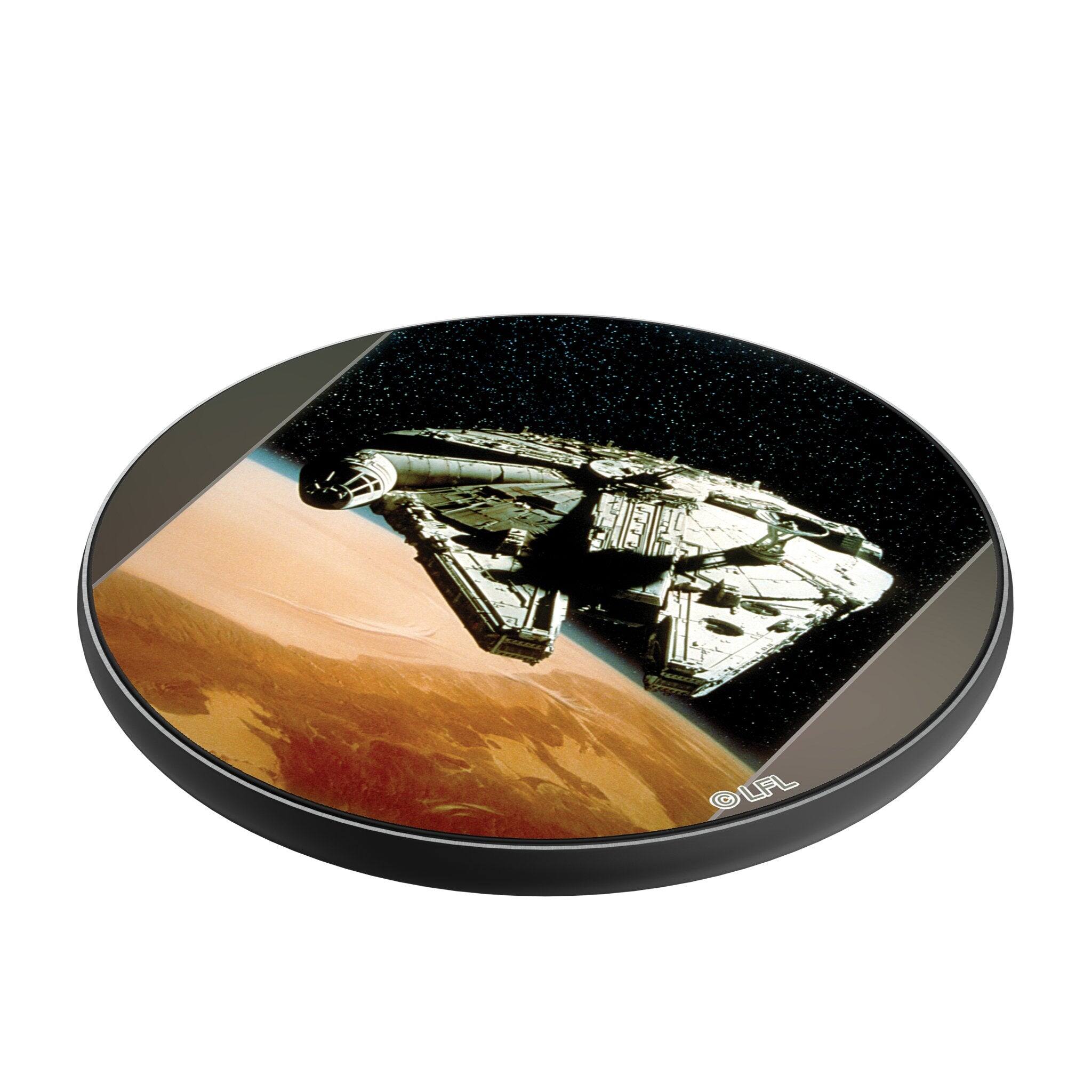 Angle. Keyscaper - Star Wars: A New Hope Portrait 15-Watt Wireless Charger - Millennium Falcon.