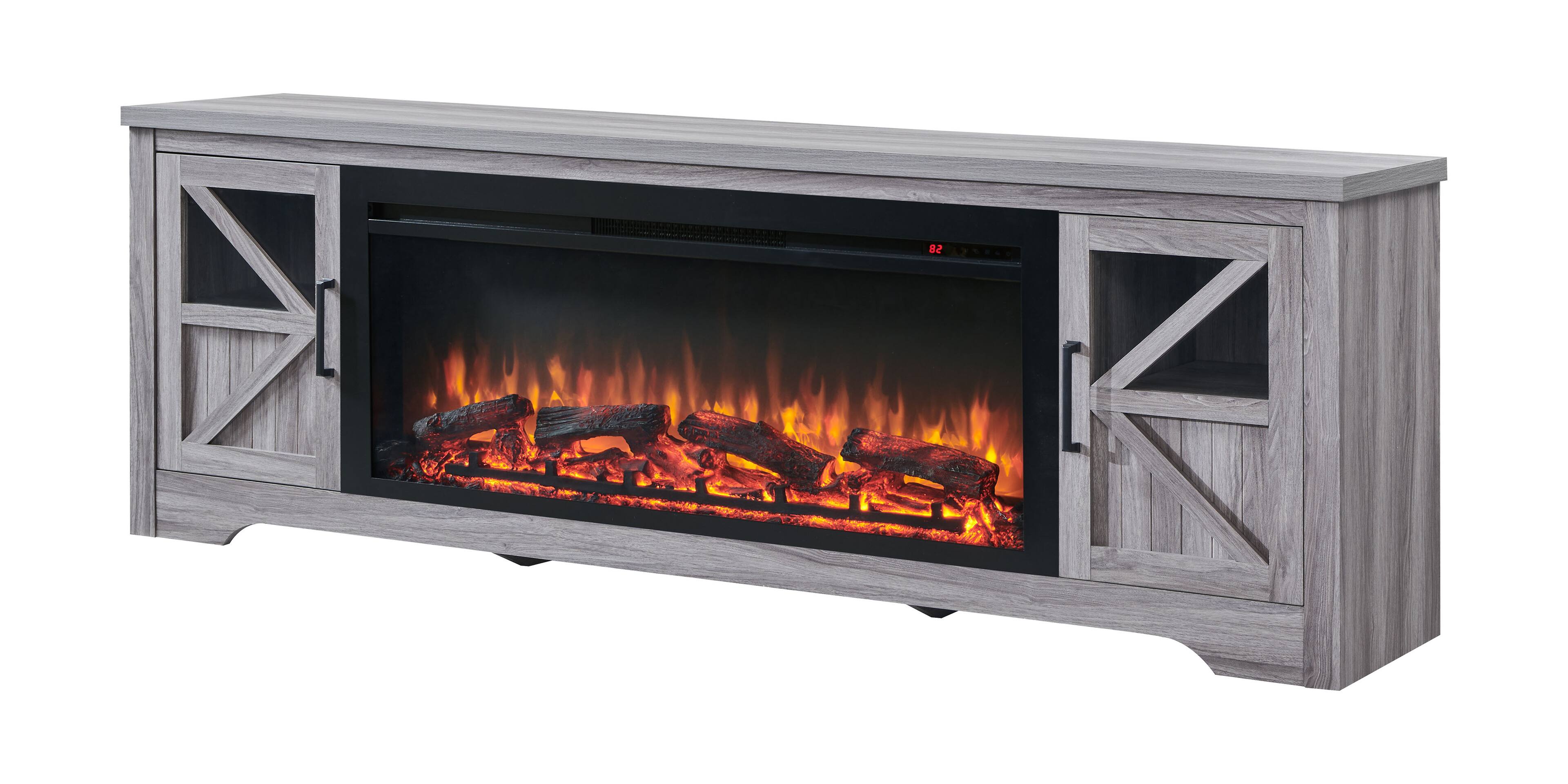 Alt View 4. APRILSOUL - 75 Fireplace Tv Stand For Tvs Up To 80 With 44 Electric Fireplace - Gray.