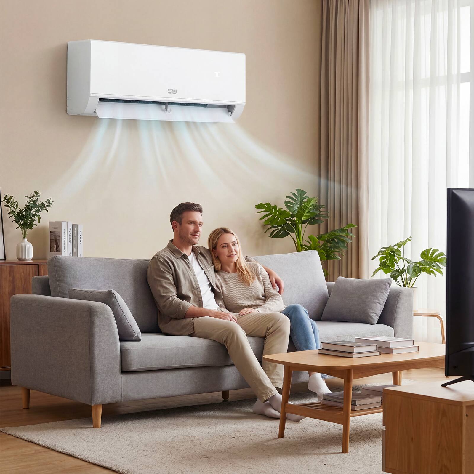 Alt View 1. Costway - Costway 12000 BTU 20 SEER2 115V Wifi Enabled Mini Split Air Conditioner & Heater with Installation Kit - White.
