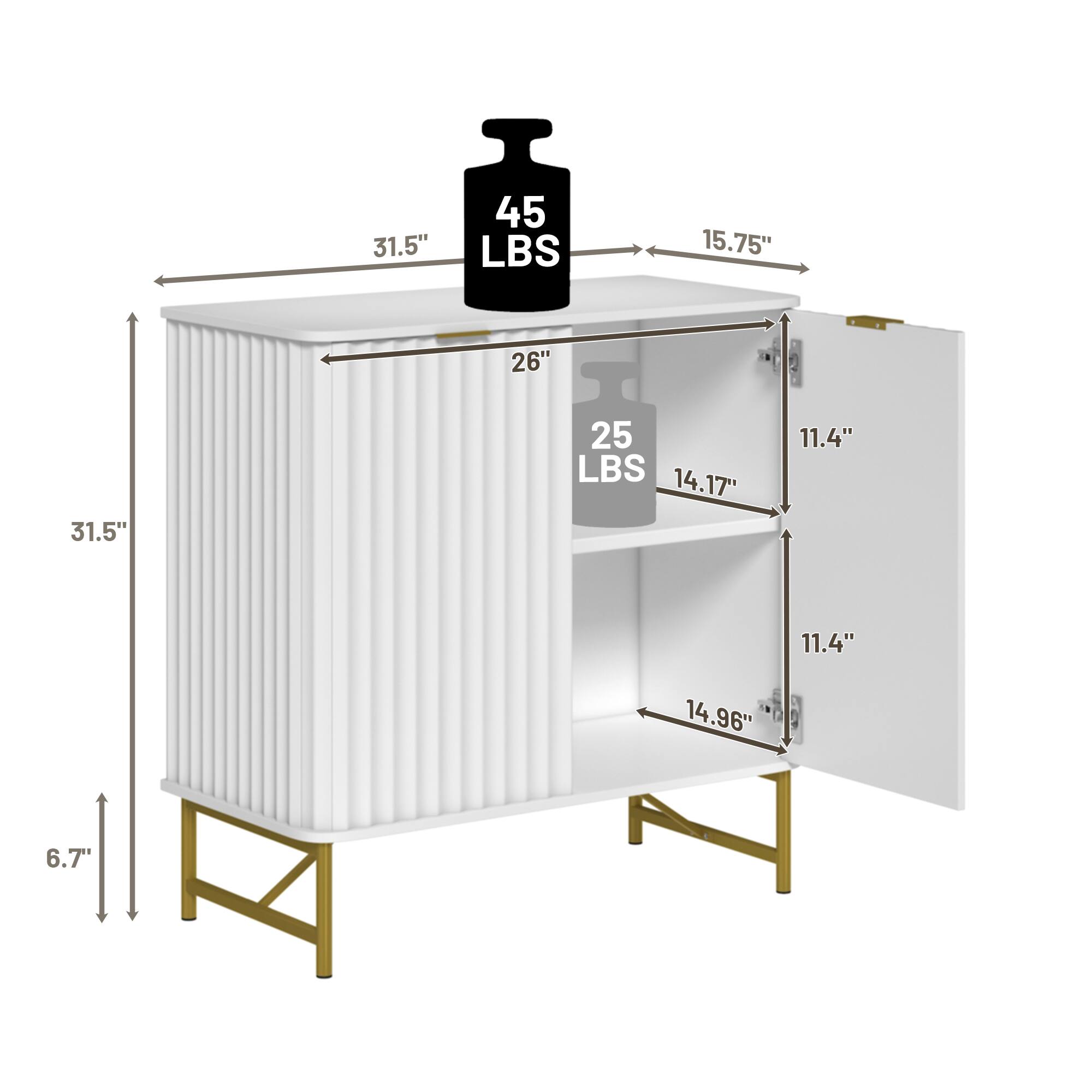 31.5"  
45 LBS  
15.75"  
26"  
31.5"  
25 LBS  
14.17"  
11.4"  
11.4"  
14.96"  
6.7"