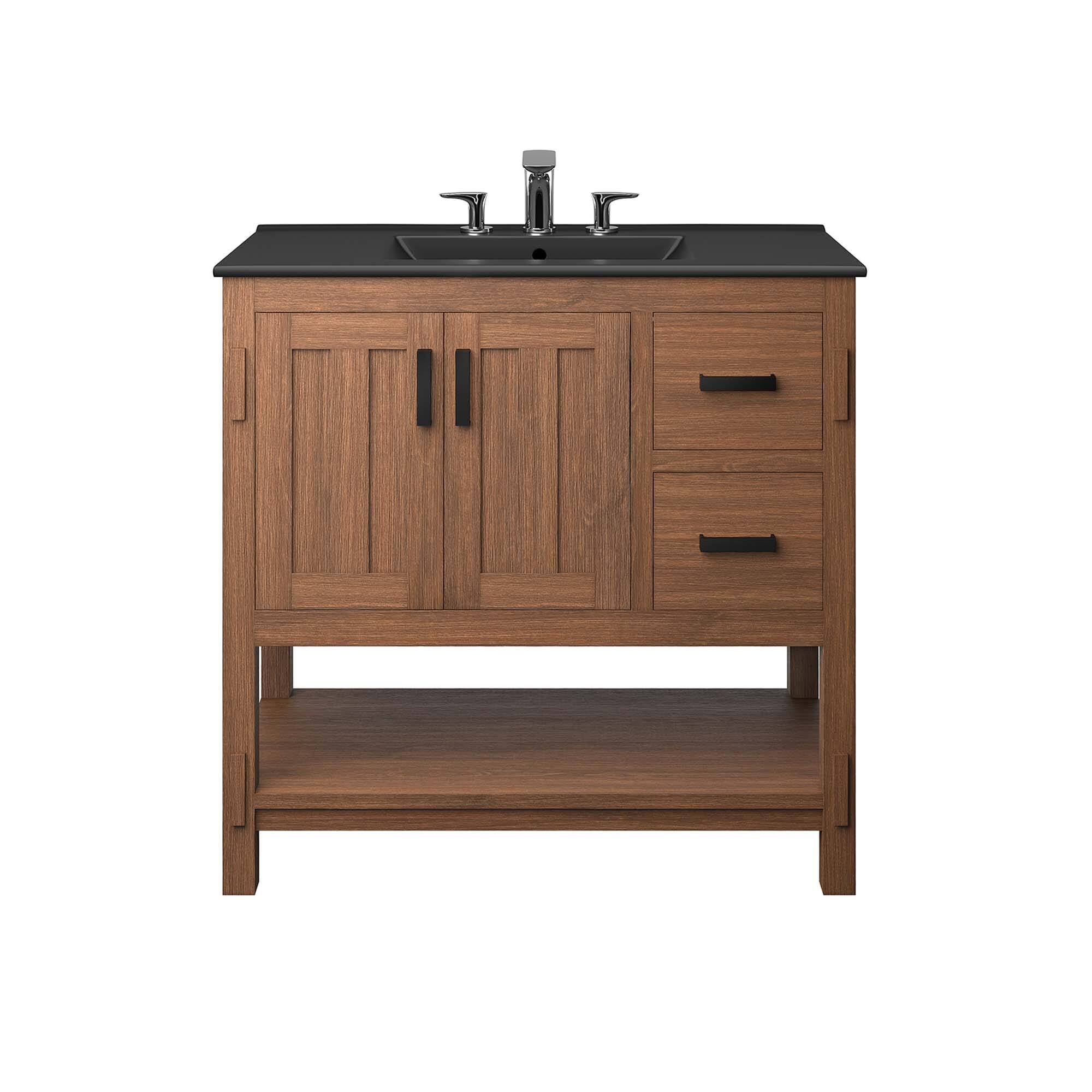 Alt View 4. Modway - Ashlyn Bathroom Vanity Basin Included by Modway - Walnut Black.