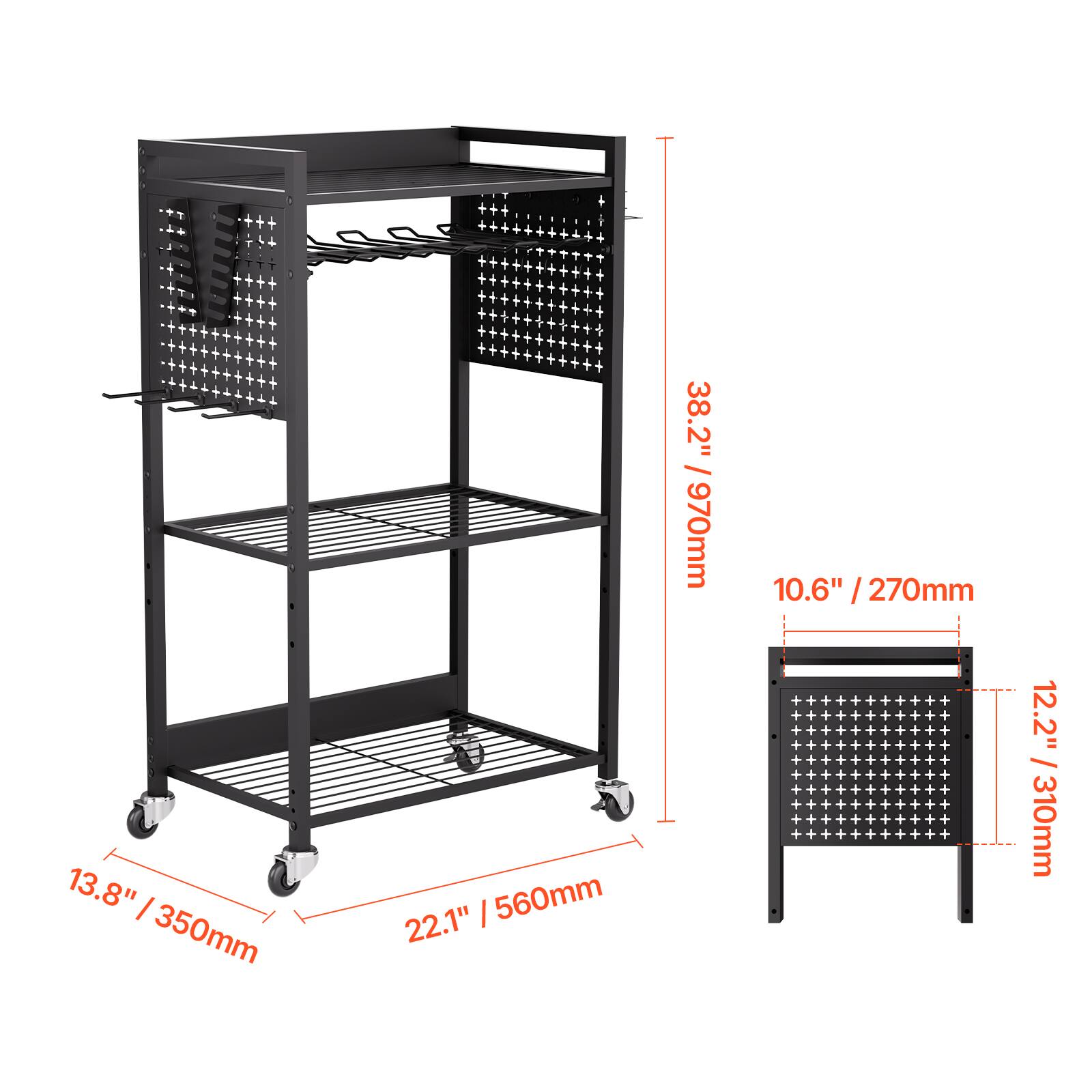 - Height: 38.2" / 970mm
- Width: 22.1" / 560mm
- Depth: 13.8" / 350mm
- Drawer Height: 10.6" / 270mm
- Drawer Width: 12.2" / 310mm