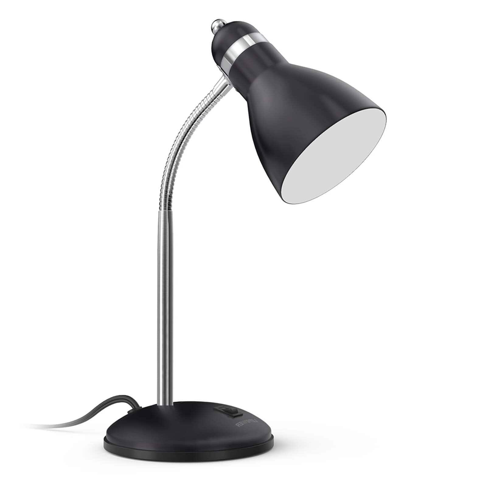 Dazzed Corner - Adjustable Metal Desk Lamp, Eye-Caring Gooseneck Light - Black