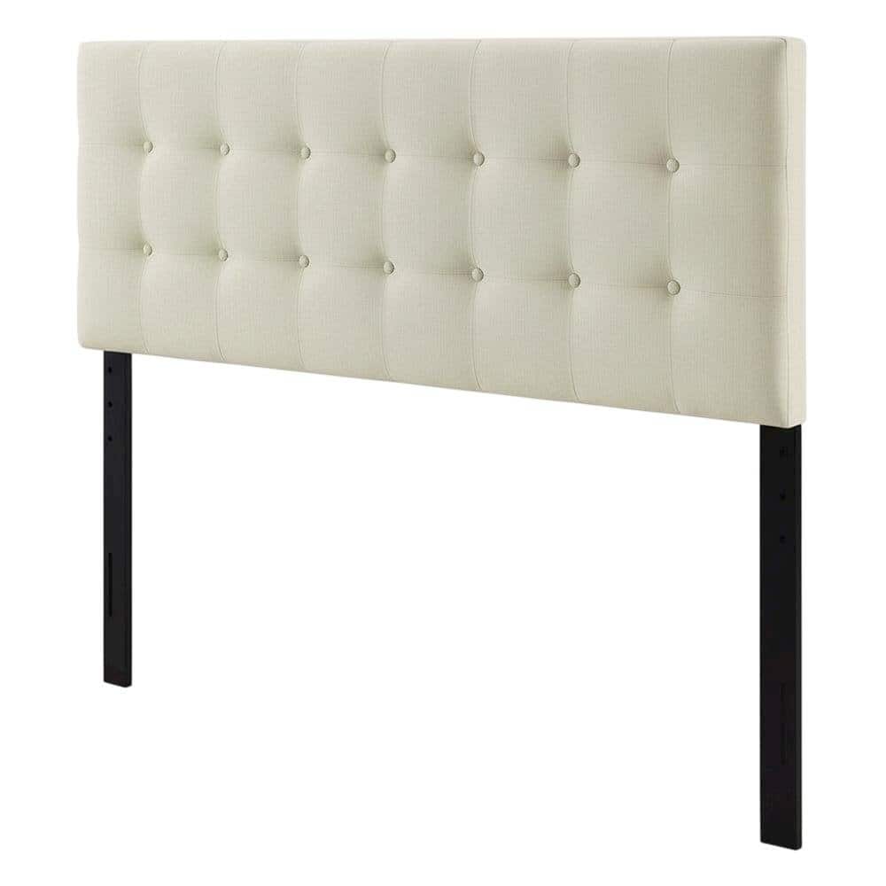 FurniFact - Upholstered Fabric Full Headboard in Neutral Tone with Durable Construction - Beige