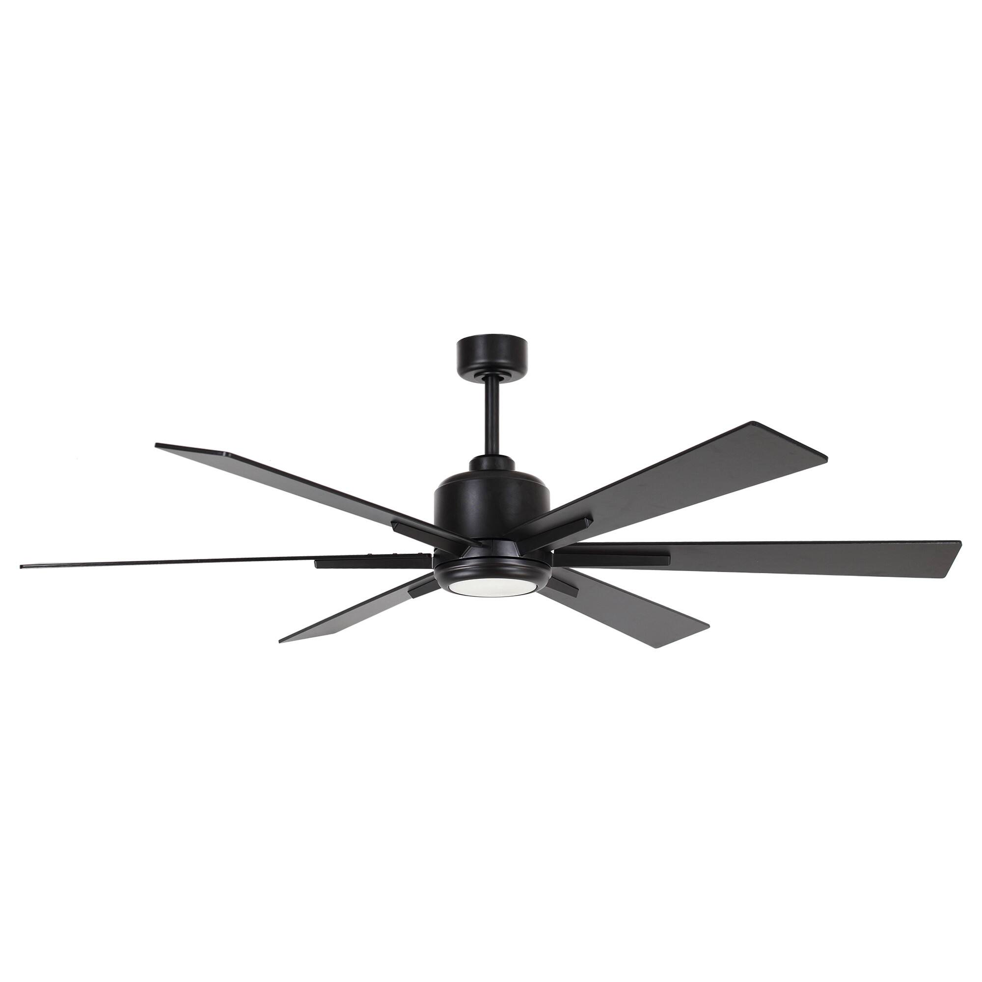 Alt View 2. Parrot Uncle - 65" Modern Black Windmill LED Ceiling Fan with Remote Control and Lights - Black.