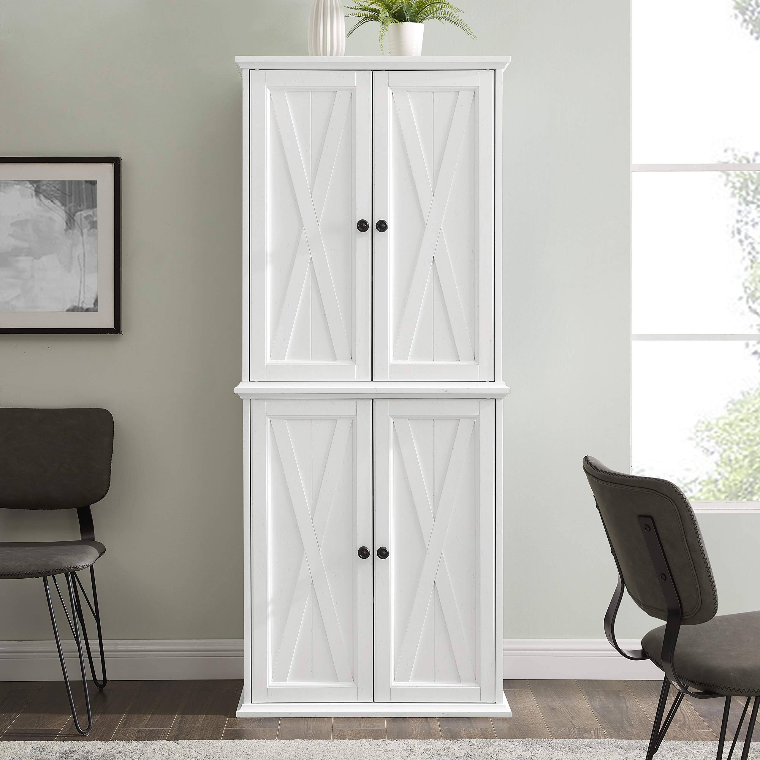 Alt View 5. Crosley Furniture - Clifton Tall Kitchen Storage Pantry - 2 Stackable Pantries - Distressed White.