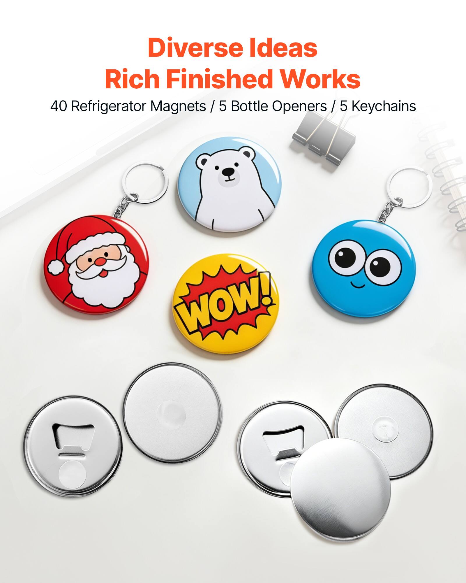 Diverse Ideas Rich Finished Works  
40 Refrigerator Magnets / 5 Bottle Openers / 5 Keychains  
WOW!