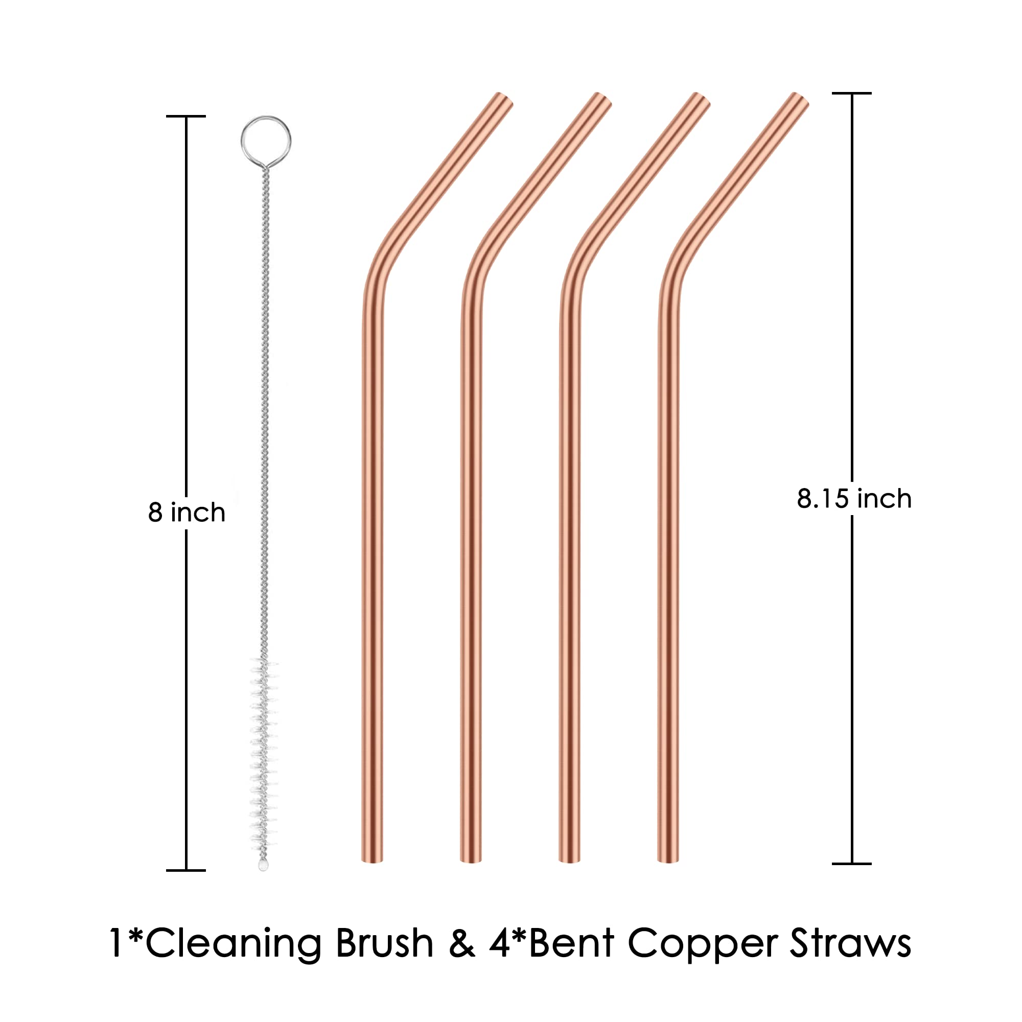 8 inch 8.15 inch 1*Cleaning Brush & 4*Bent Copper Straws