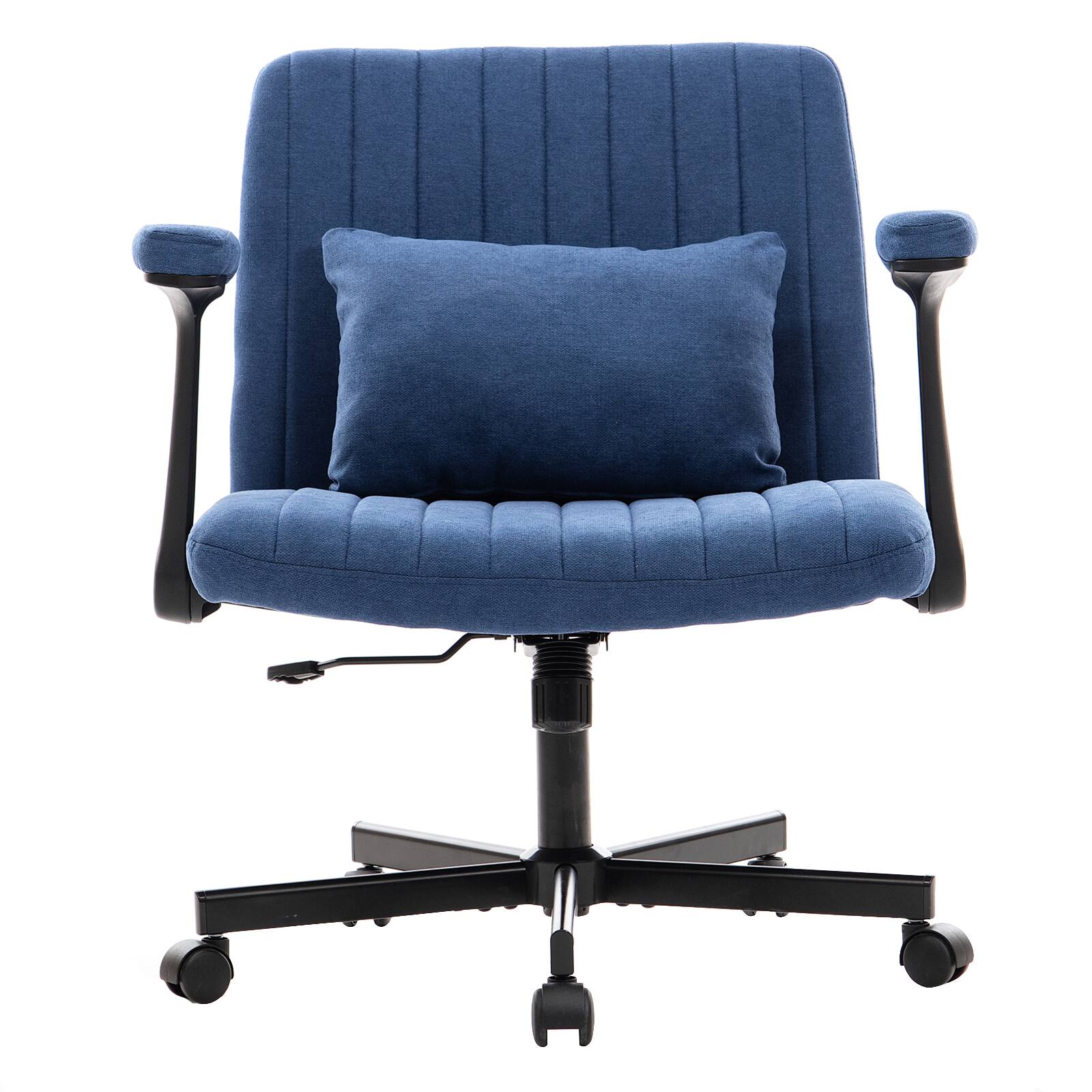 Alt View 4. Spaco - Spaco Ergonomic Linen Office Chair, Criss Cross Base, Adjustable Height & Tilt, 360 Swivel, with Pillow, for Home Office - Blue.