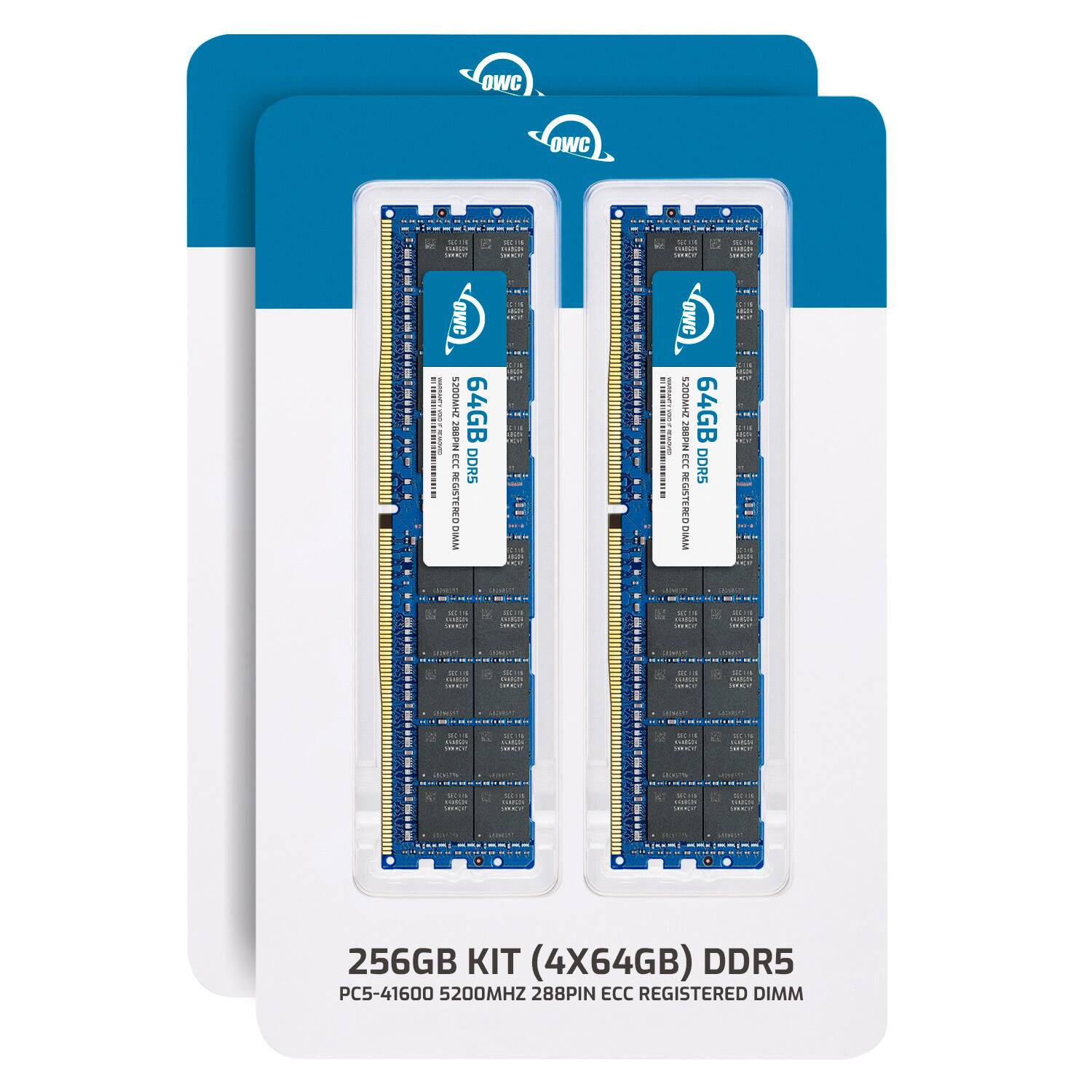 OWC  
256GB KIT (4X64GB) DDR5  
PC5-41600 5200MHz 288PIN ECC REGISTERED DIMM  
64GB 208PN ECC DDR5 REGISTERED DIMM  
200MHz 64GB 28N B DDR5 REGISTERED DIMM