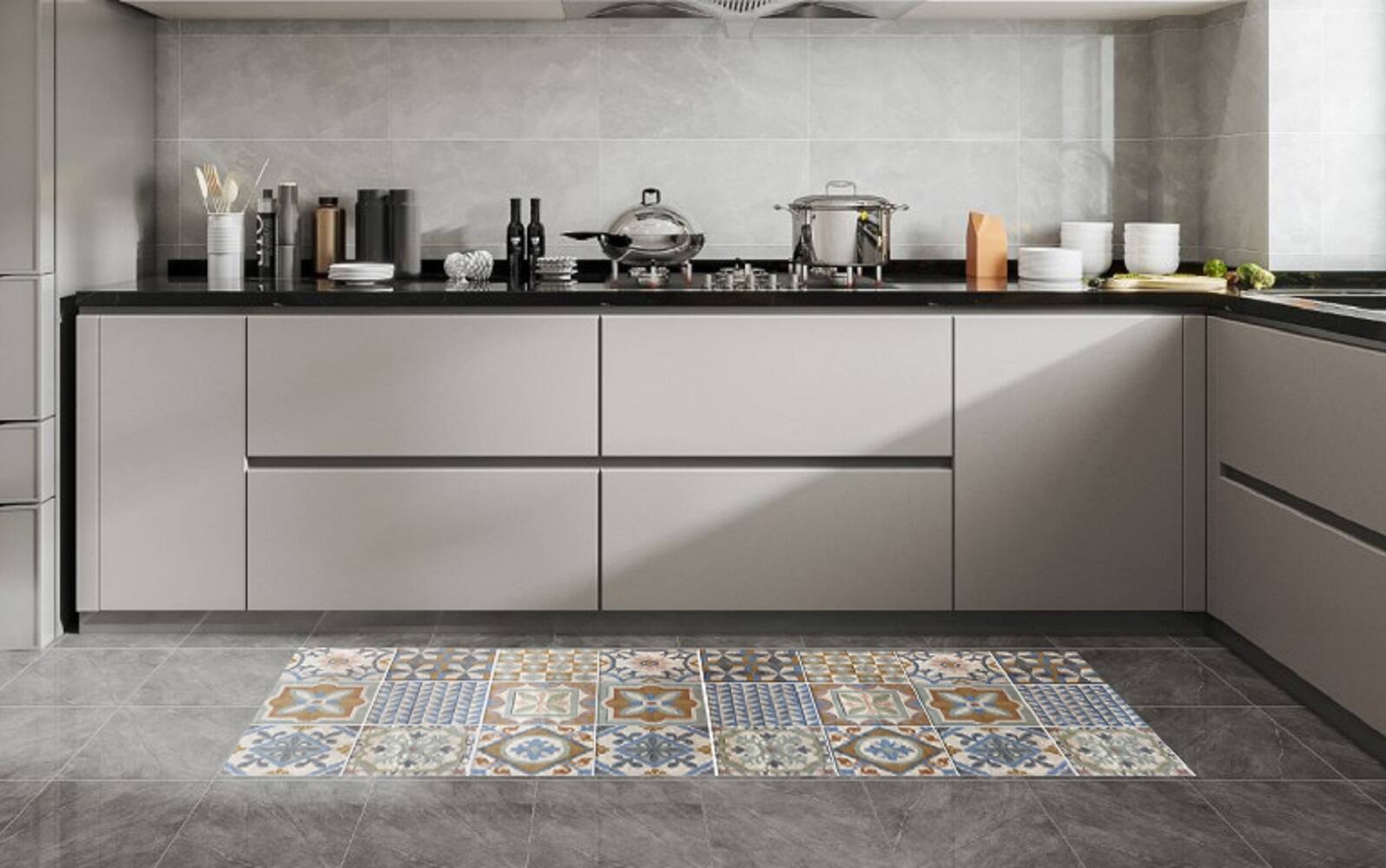 Angle. J&V TEXTILES - 20" x 55" Oversized Cushioned Anti-Fatigue Kitchen Runner Mat - Multi.