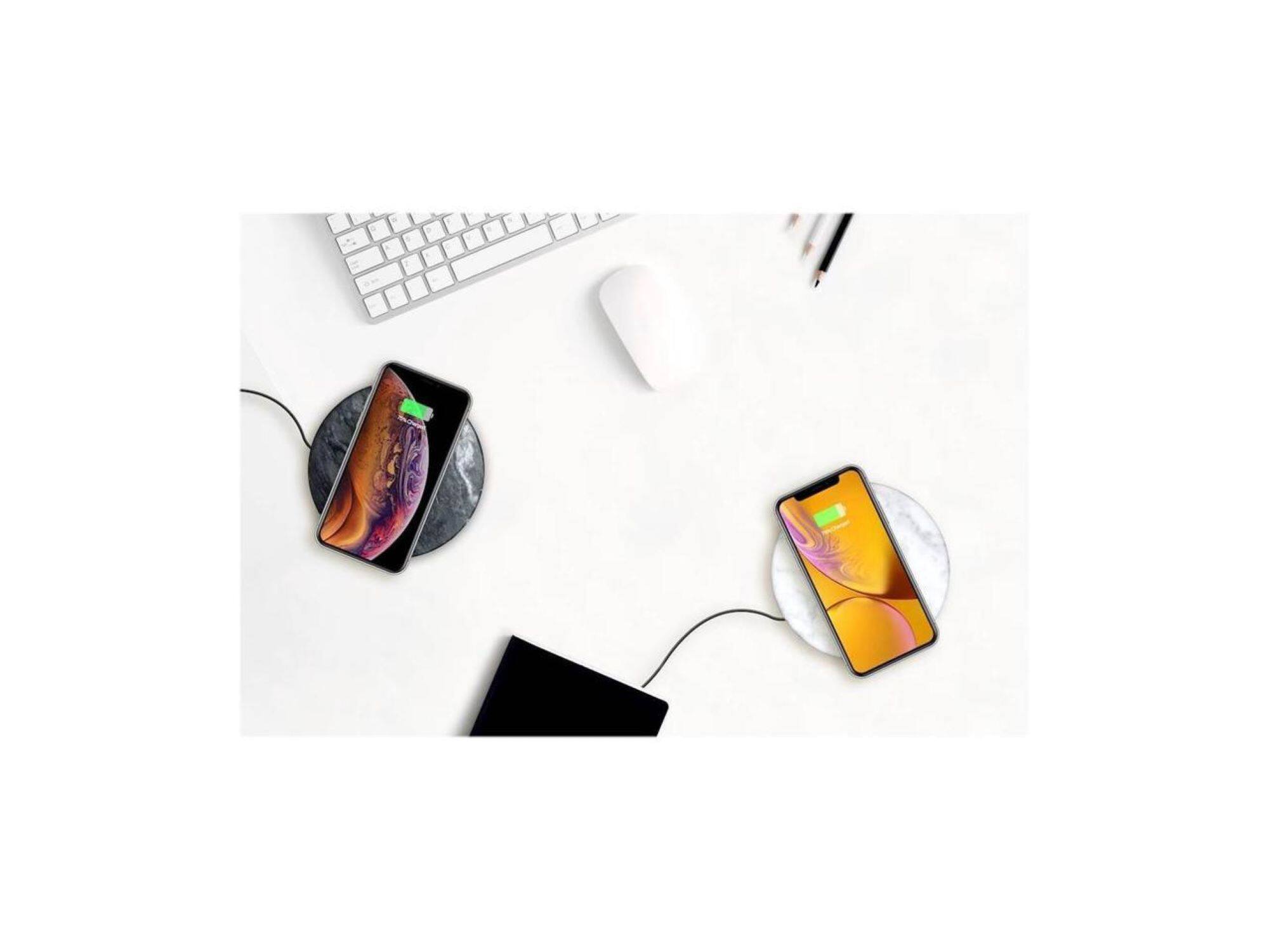 Alt View 15. Einova - Eggtronic Stone 10W Wireless Charging Pad for Qi-enabled Devices - White Marble.