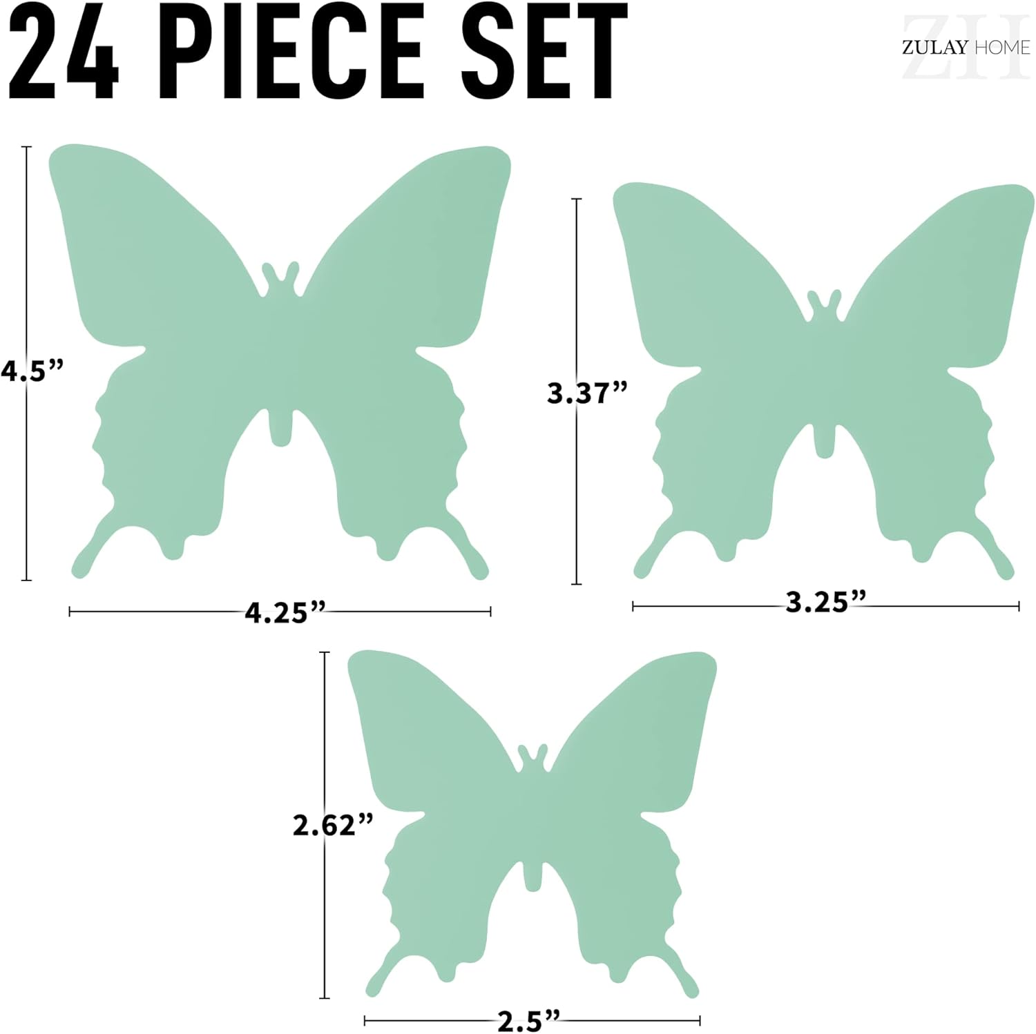 24 PIECE SET

ZULAY HOME

4.5"
3.37"
4.25"
3.25"
2.62"
2.5"