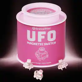 GravaStar - UFO Magnetic Hall Effect Gaming Switches Hot-Swappable Contactless Switches with 100M+ Lifespan 65pcs - Linear - Pink