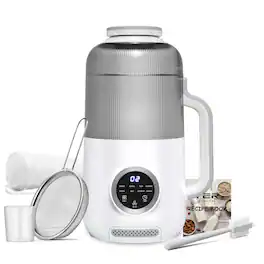 GlowWise - 10-in-1 40oz Nut Milk Maker for Almond/Oat/Soy/Coconut/Juice/Soup with Auto-Clean/Keep Warm - White