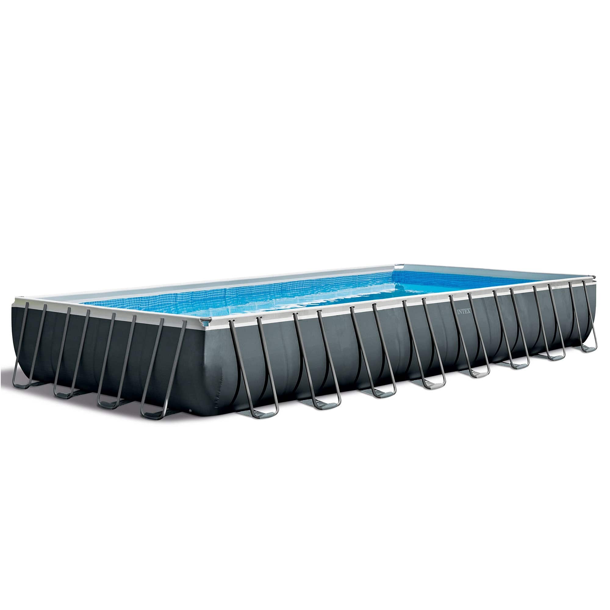 Intex - 32ft x 16ft x 52in Rectangular Ultra XTR Pool & Maintenance Kit (2 Pack) - Blue, Gray
