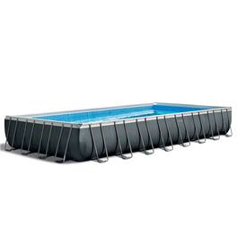 Intex - 32ft x 16ft x 52in Rectangular Ultra XTR Pool & Maintenance Kit (2 Pack) - Blue, Gray