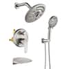 Front. Boyel Living - Brushed Nickel Shower Set Brass SUS304 3-Function Valve 8-Inch Top Spray 9-Function Handheld cUPC - Brushed Nickel.