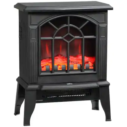 Front. MOOSOO - 18" Free Standing Electric Fireplace Stove, Fire Place Heater with Realistic Flame Effect, 750W / 1500W - Black.