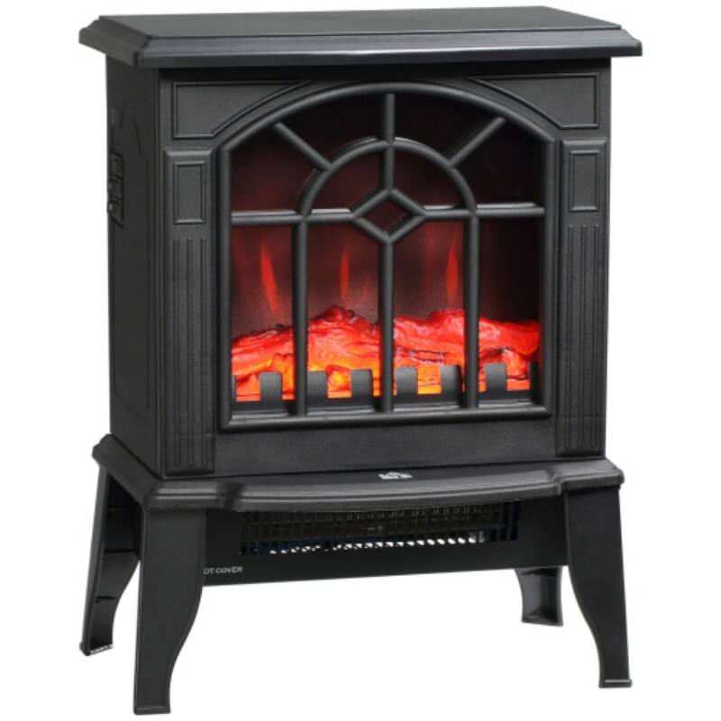 Front. MOOSOO - 18" Free Standing Electric Fireplace Stove, Fire Place Heater with Realistic Flame Effect, 750W / 1500W - Black.