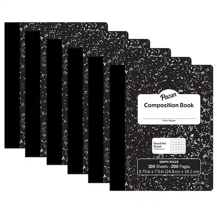 Pacon Composition Book I 9.75 in x 7.5 in (24.8 cm x 19.1 cm) 100 Sheets - 200 Pages GRAPH Ruled Quadrille