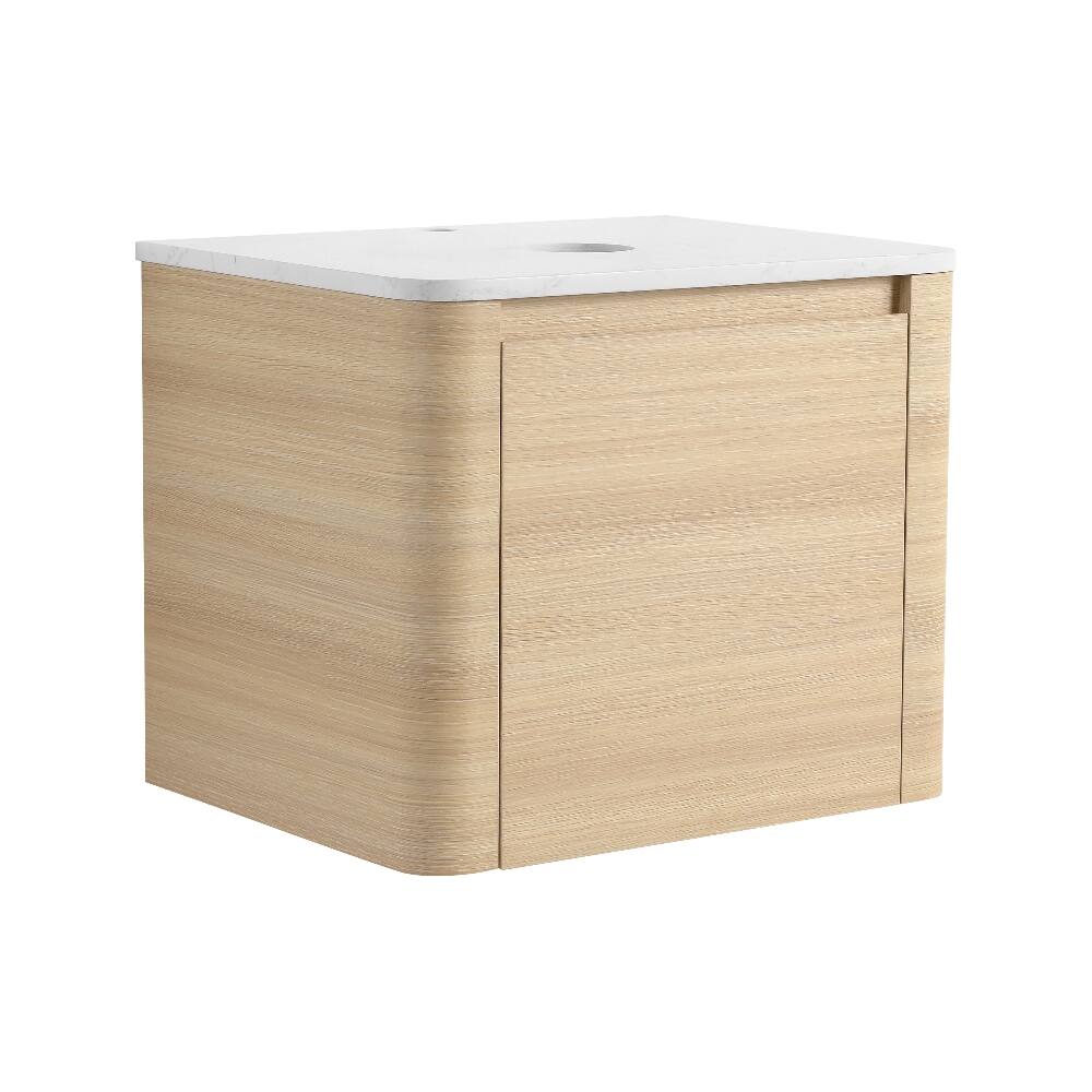 Alt View 2. Loheer - Loheer 24 inch wall mounted bathroom vanity American White Oak floating vanity base without sink - American White Oak.