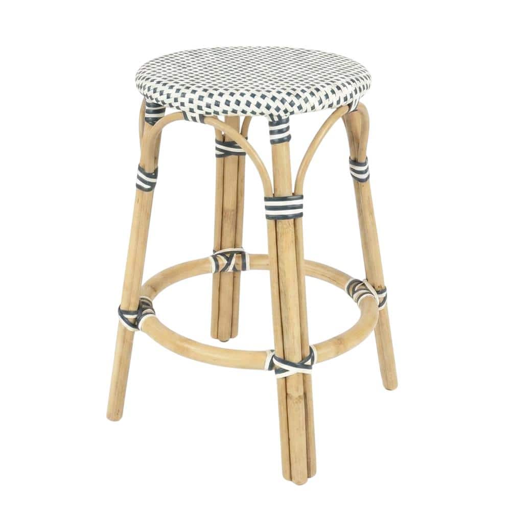 "Butler Specialty - Tobias Rattan Round 24"" Counter Stool - White And Navy Dot" price history on PriceWatchPro