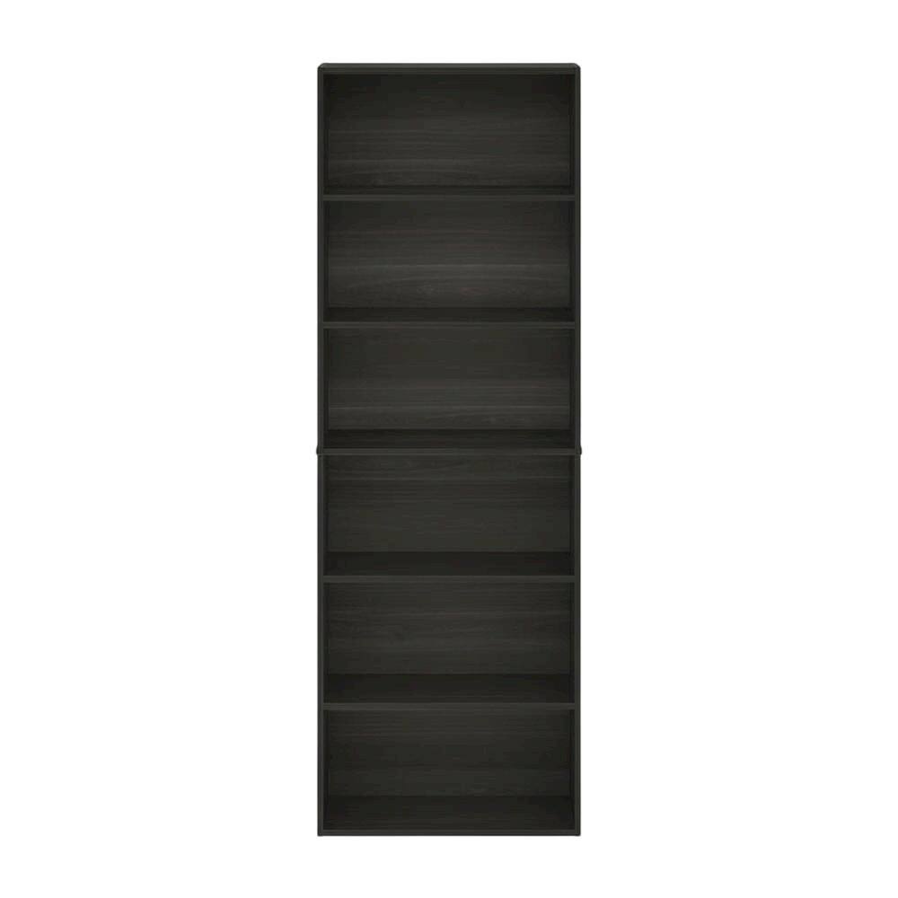 Back. FurniFact - 6-Tier Open Bookcase with Wood Finish for Organizing and Display - Espresso.