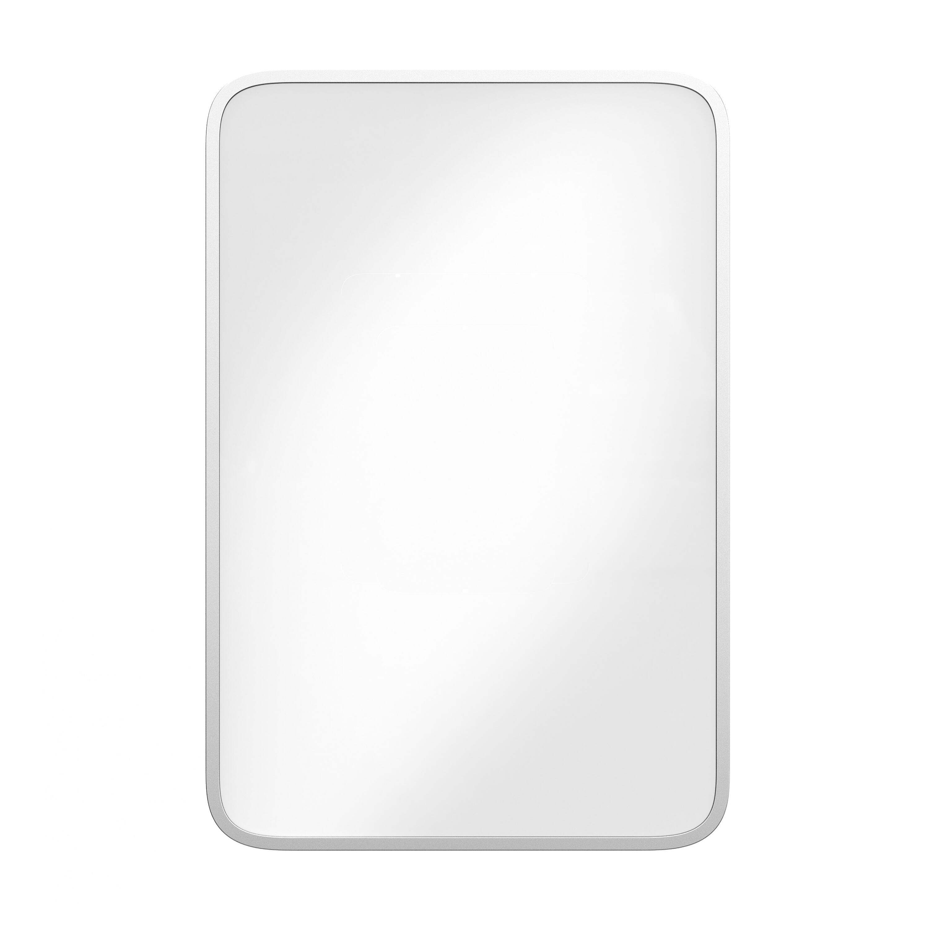 Alt View 9. Emma + Oliver - Jackie Metal Framed Bathroom Medicine Cabinet with Reversible, Recessed Design and Beveled Rounded Mirror - Silver.