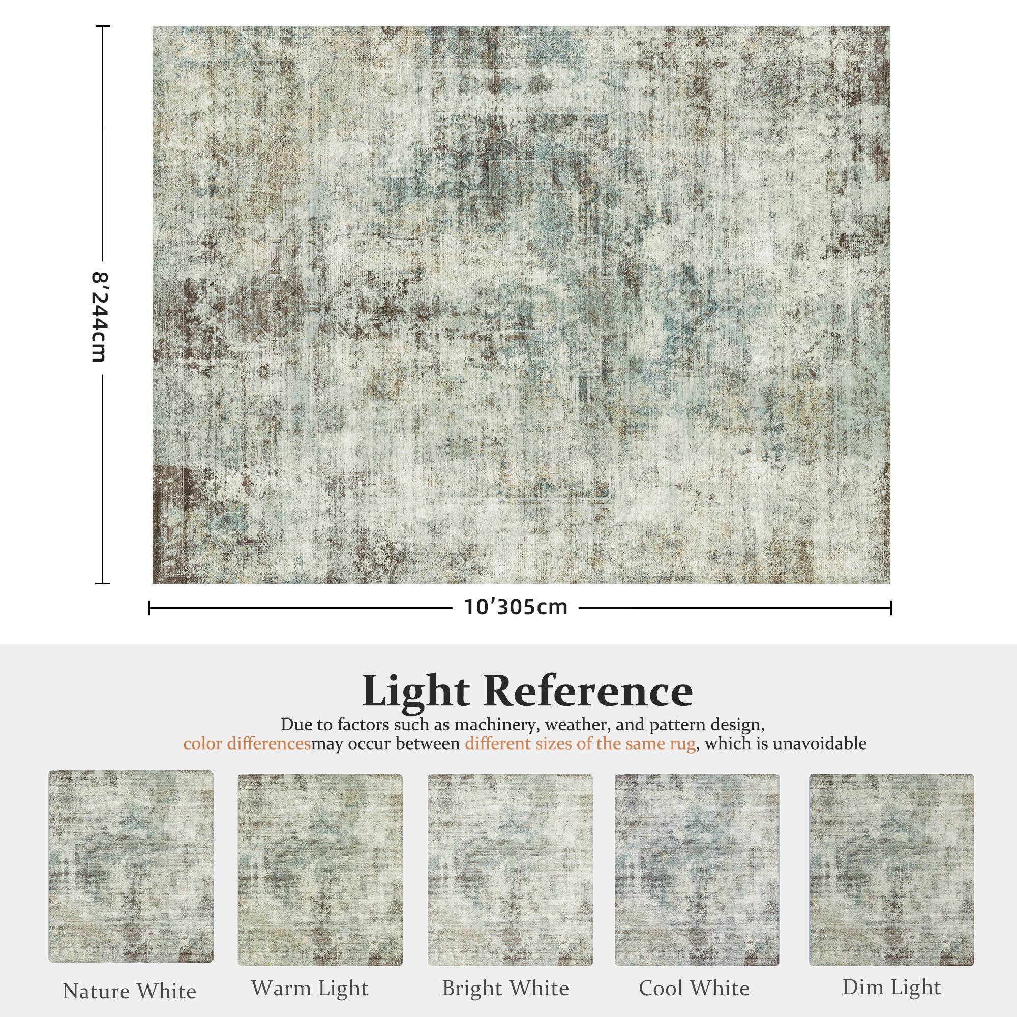 8'244cm 10'305cm Light Reference Due to factors such as machinery, weather, and pattern design, color differences may occur between different sizes of the same rug, which is unavoidable. Nature White Warm Light Bright White Cool White Dim Light