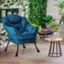 Left. Costway - Modern Polyester Lazy Sofa Chair with Side Pocket - Navy.