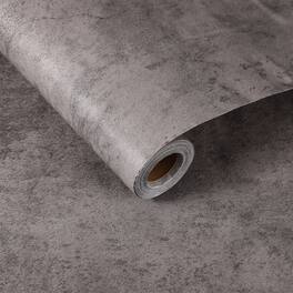 Unique Bargains - 15.7x197 Concrete Wallpaper, Cement Contact Paper, Vinyl Stained Matte Crackle Textured Adhesive for Kitchen & Bathroom - Crackle Dark Grey