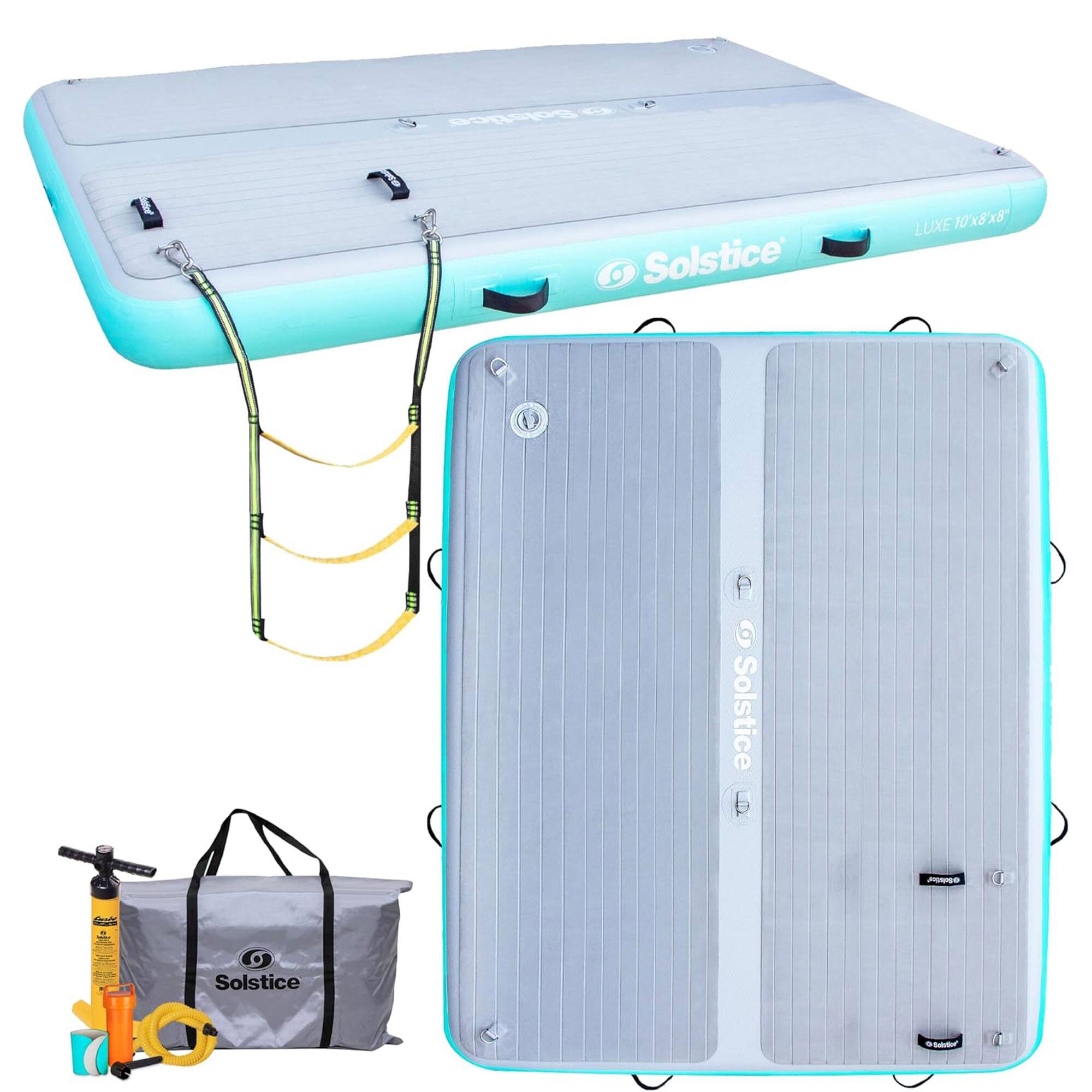 Solstice - Original Inflatable LUXE Dock Platform 10' x 8' Floating Raft Water Mat - Blue & Grey price history on PriceWatchPro