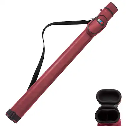 Front. GSE Games & Sports Expert - 1x1 Hard Billiard Pool Cue Stick Carrying Case, Billiard Cue Case, Billiard Accessories - Burgundy - Burgundy.
