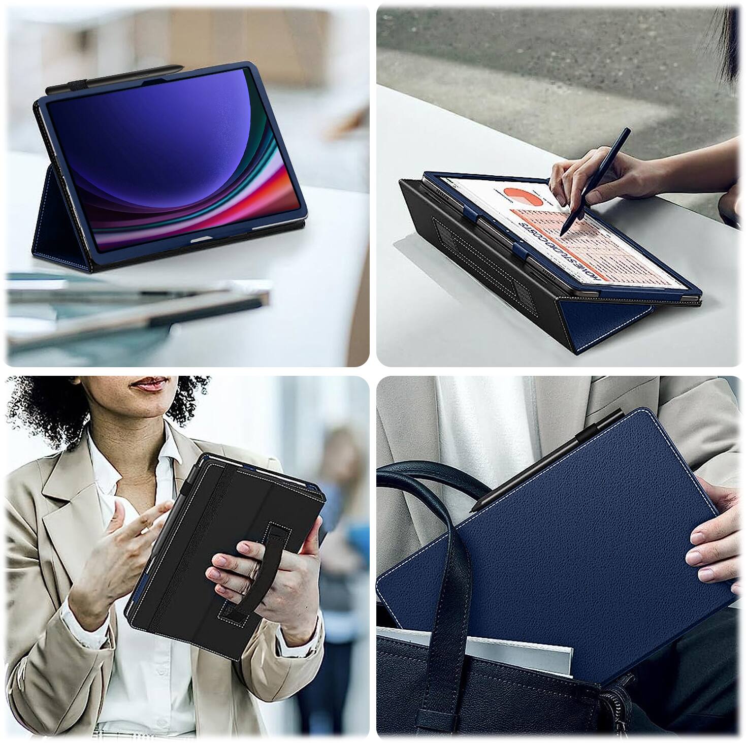 Alt View 15. SaharaCase - Folio Case for Samsung Galaxy Tab S10 Ultra, Tab S9 Ultra, and Tab S8 Ultra - Dark Blue.
