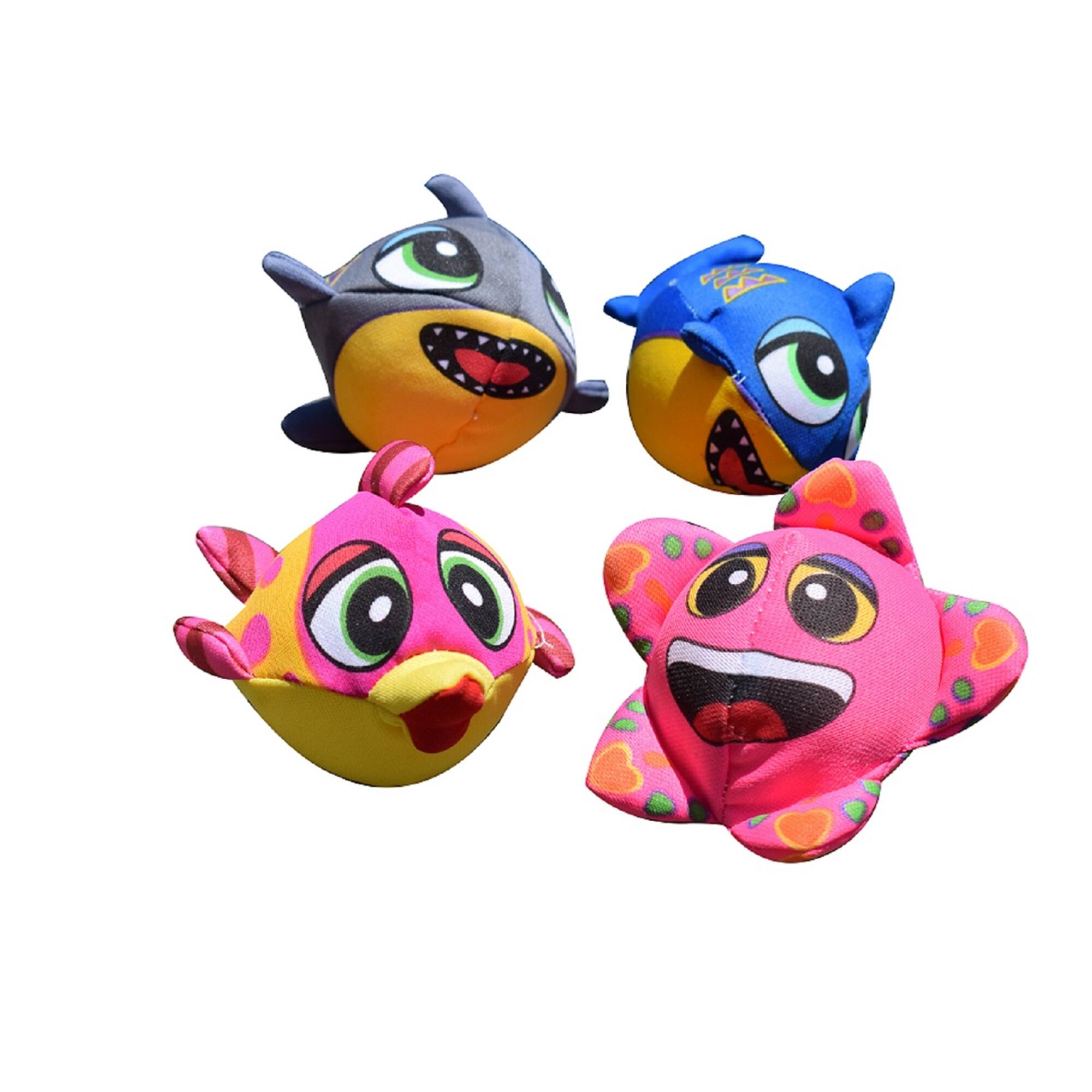 Alt View 2. Swim Central - Set of 4 Pink and Yellow Fish Splasher Bombs Outdoor Pool Game 5" - Pink.