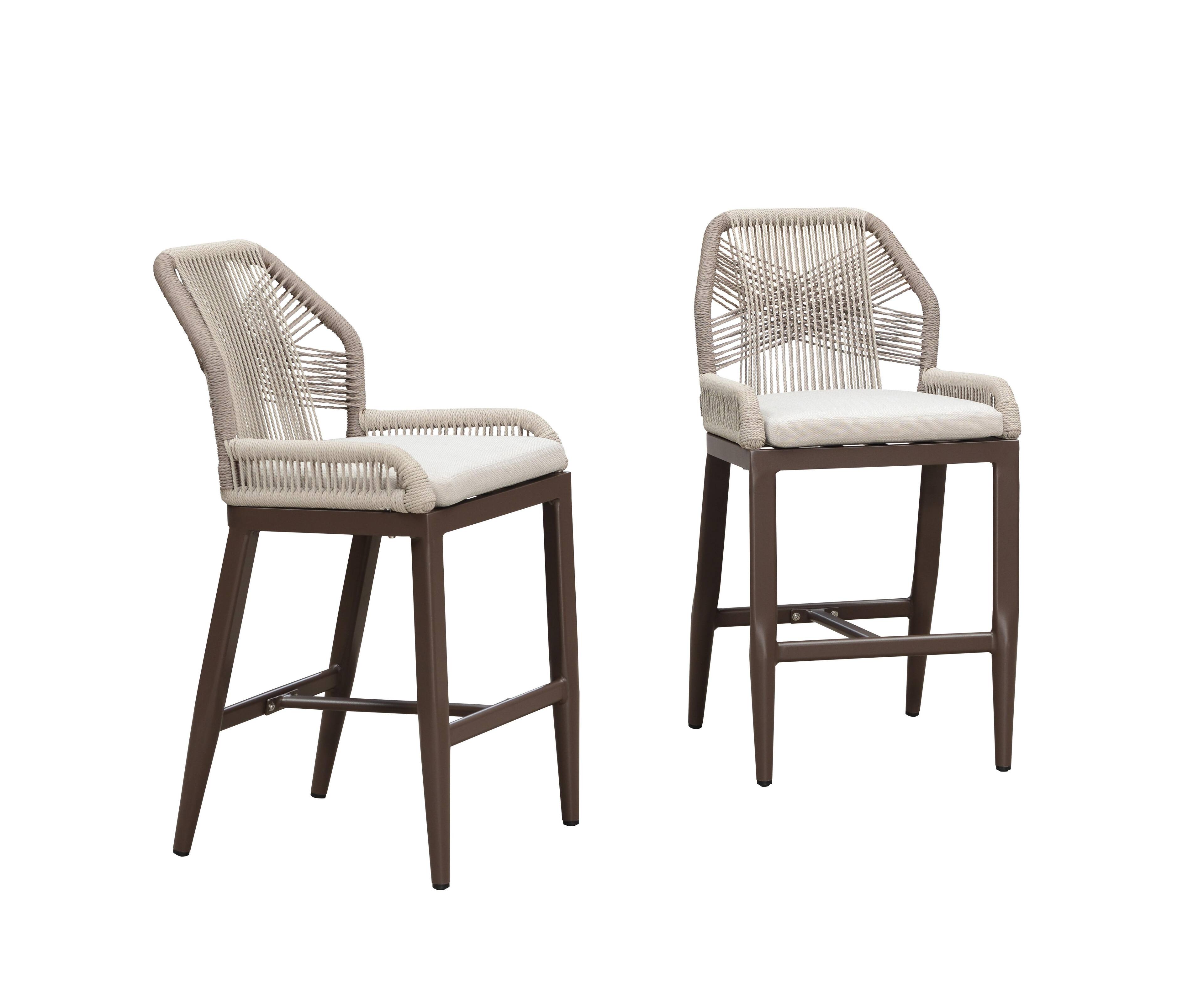 Alt View 9. PURPLE LEAF - Patio Outdoor Bar Stool Counter Height Set of 2 Rattan Chair with Back Modern Aluminum Woven Barstools for Garden Indoor - Coffee-Counter Stool.