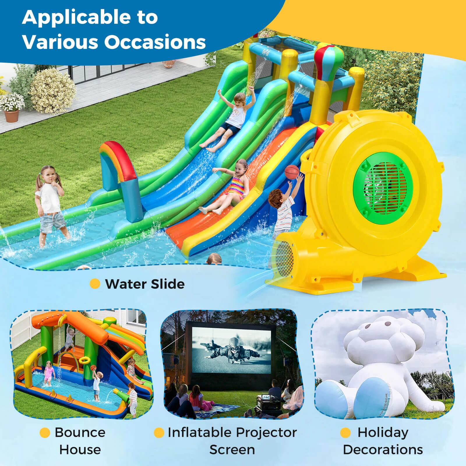 Applicable to Various Occasions

- Water Slide
- Bounce House
- Inflatable Projector Screen
- Holiday Decorations