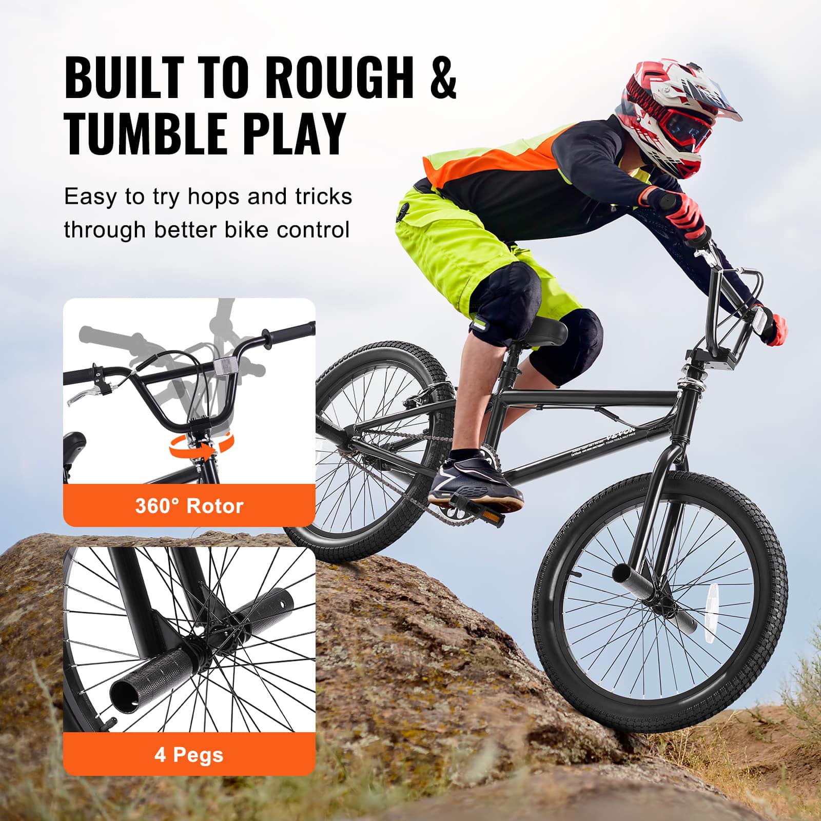 VEVOR BMX Bike, 20 Inch Wheel Freestyle Bike, BMX Race Bike with